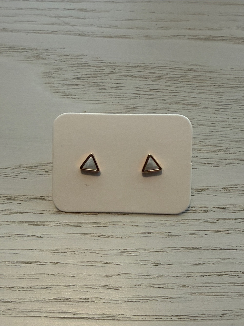 Fossil Rose Gold Triangle Stud Earrings with White Inlay